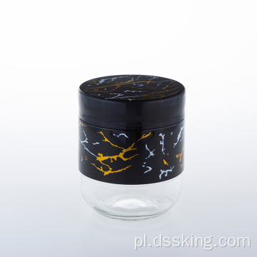 Czarny złoto druk 6-częściowy 400 ml słoik szklany szklany szklany szklany orzechy kuchenne pielęgnacja szklana słoik